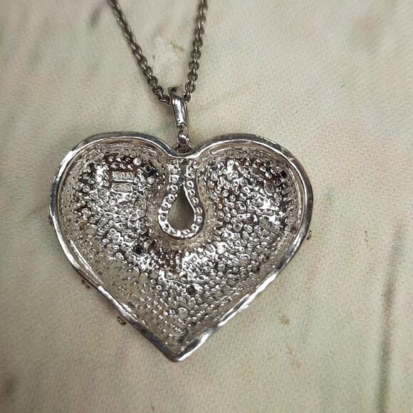 Silver‎ Heart Pendant on Silver Chain Necklace Thai FAS Fused Alloyed Silver - Picture 4 of 5